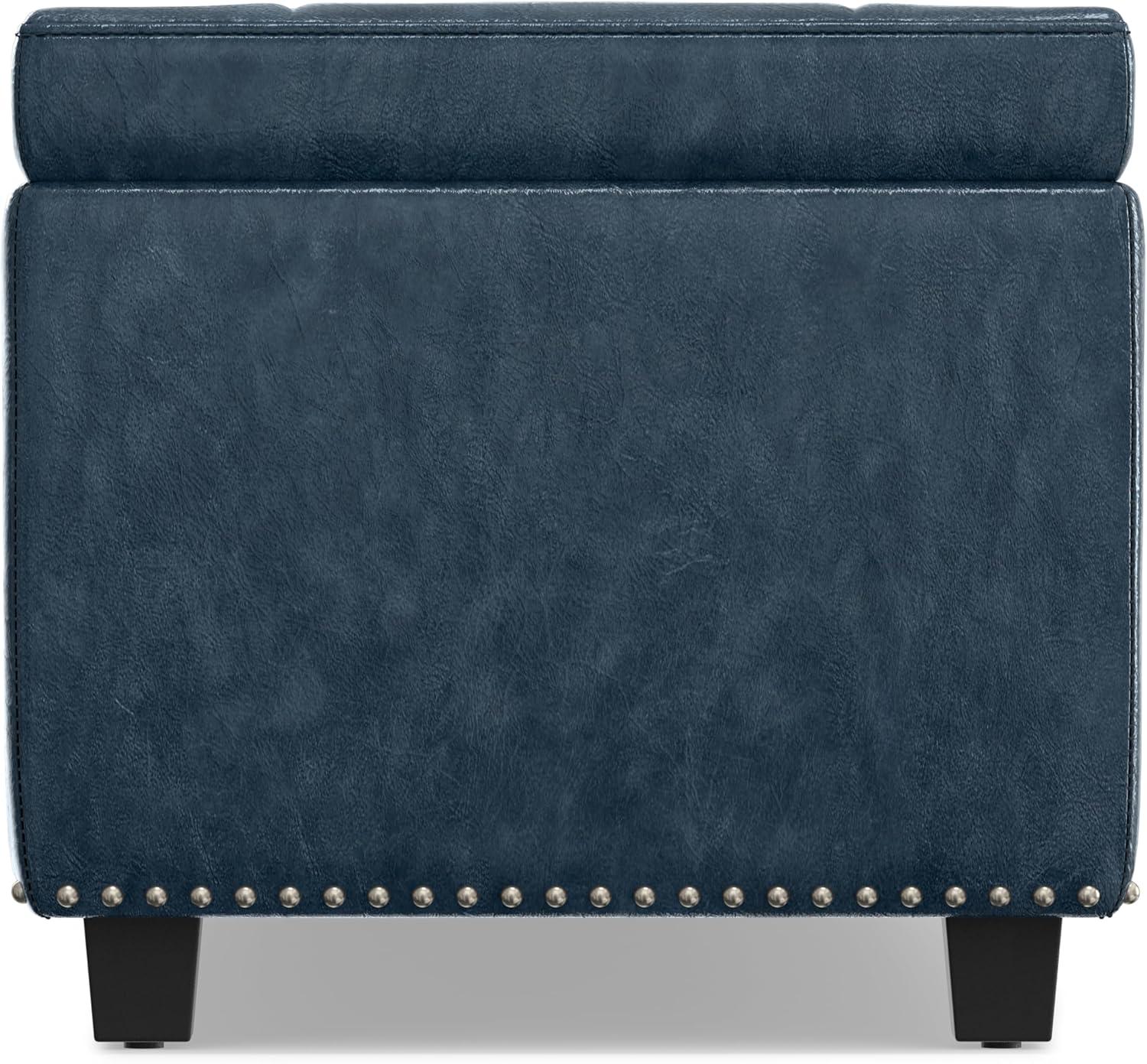 Simpli Home Hamilton 48"W Upholstered Storage Ottoman Bench with Lift-Top Lid, Tufted Design, and Nailhead Trim