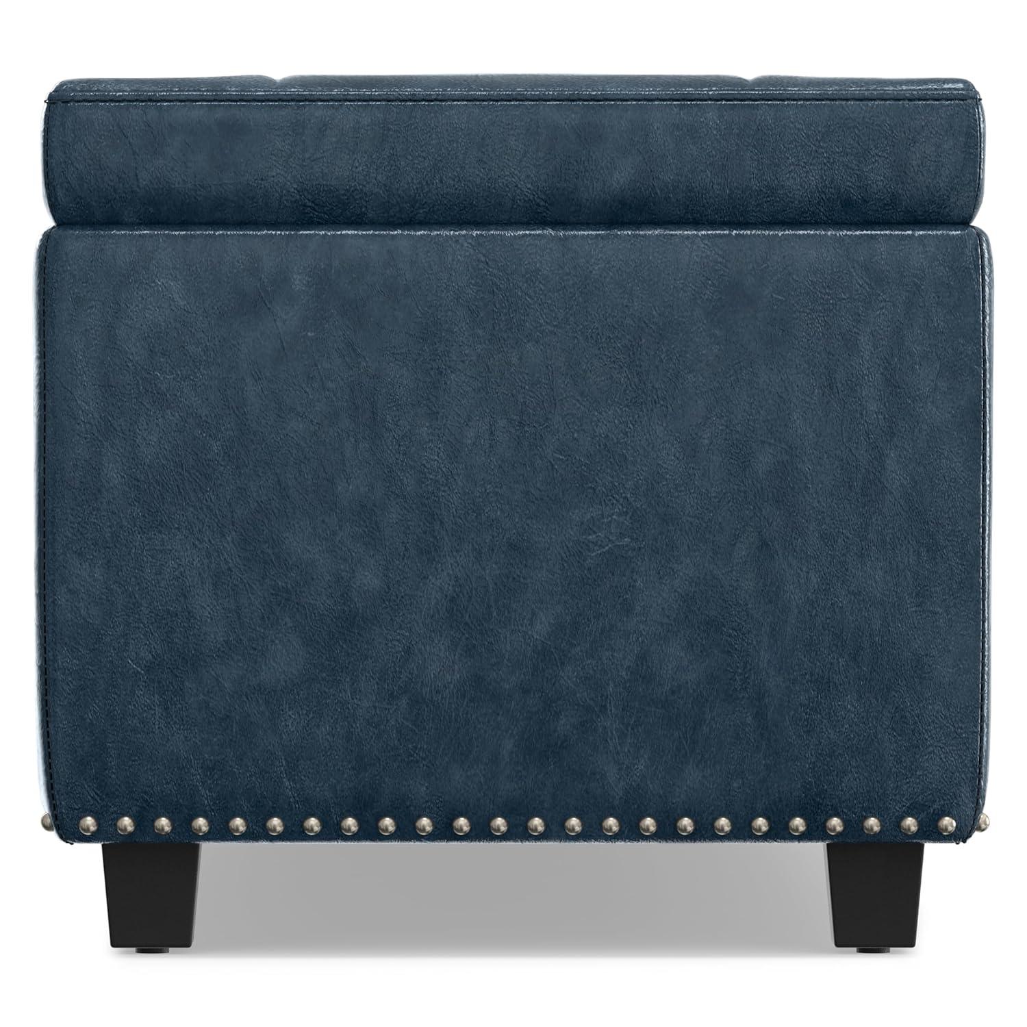 Simpli Home Hamilton 48"W Upholstered Storage Ottoman Bench with Lift-Top Lid, Tufted Design, and Nailhead Trim