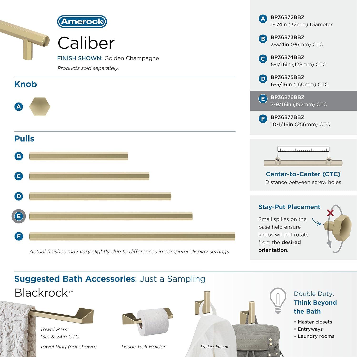 Amerock Caliber 7-9/16 inch (192mm) Center-to-Center Golden Champagne Cabinet Pull
