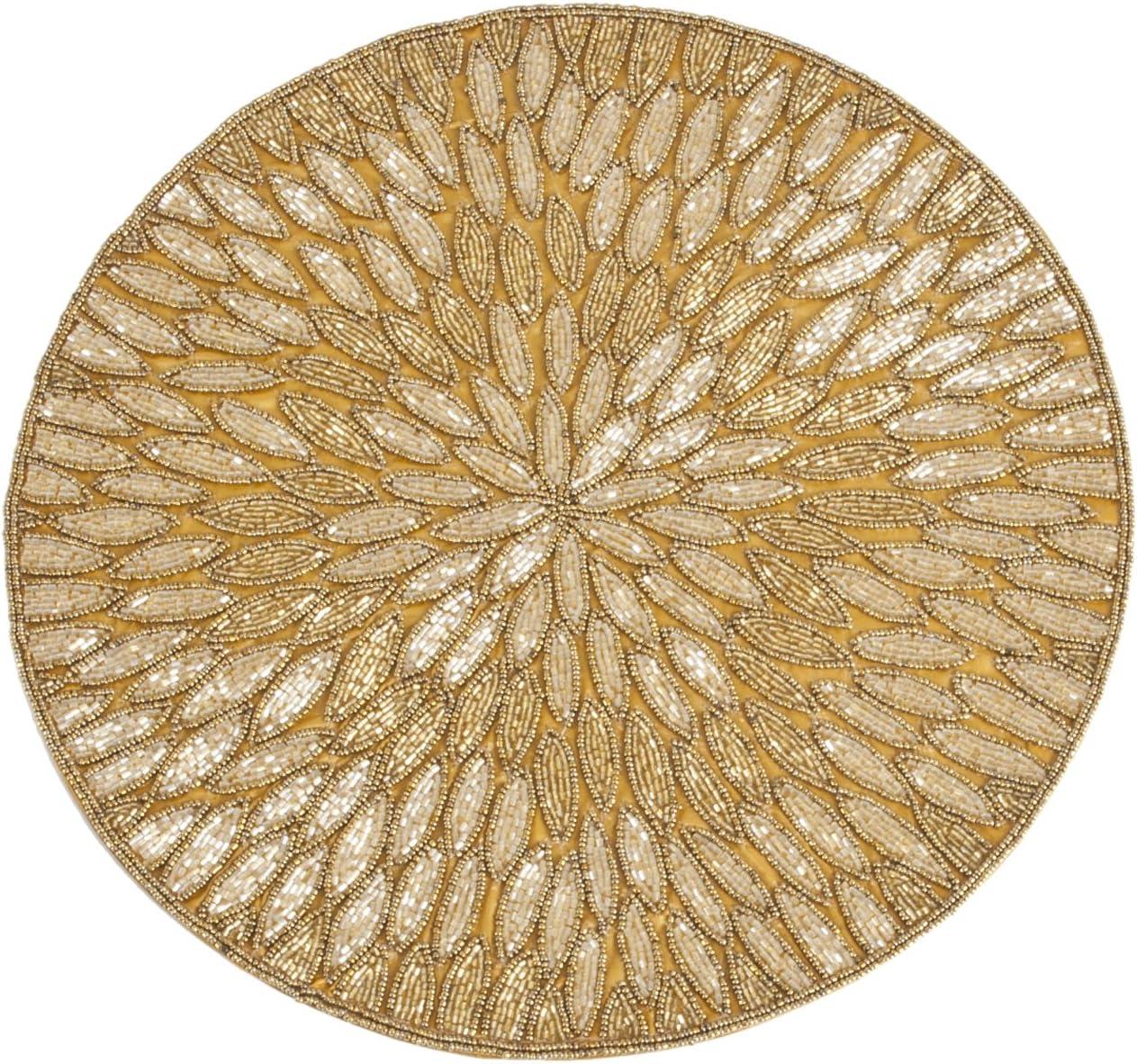 Saro Lifestyle Saro Lifestyle Round Placemats With Beaded Design (Set of 4)