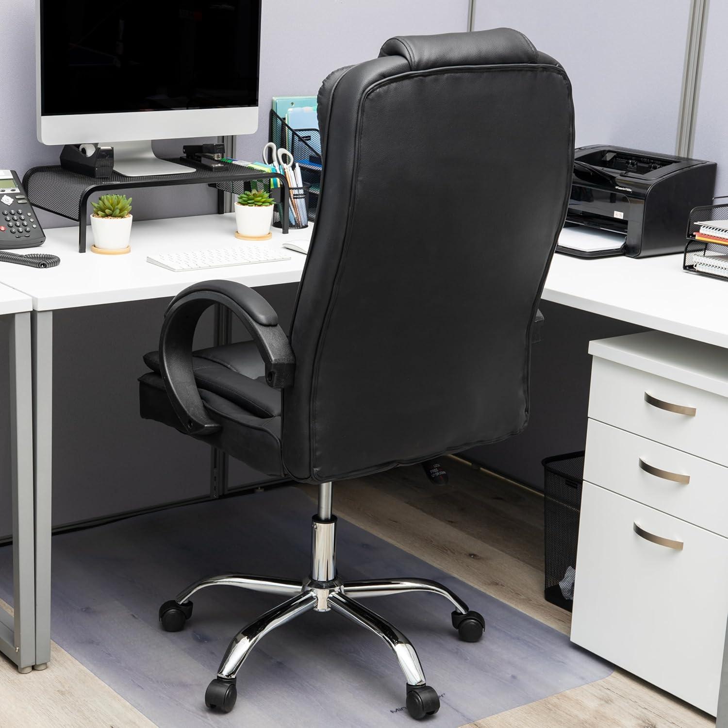 Mind Reader Executive Office Chair with Headrest, Height Adjustable, Desk Chair, Office, 23"L x 25"W x 45-49"H