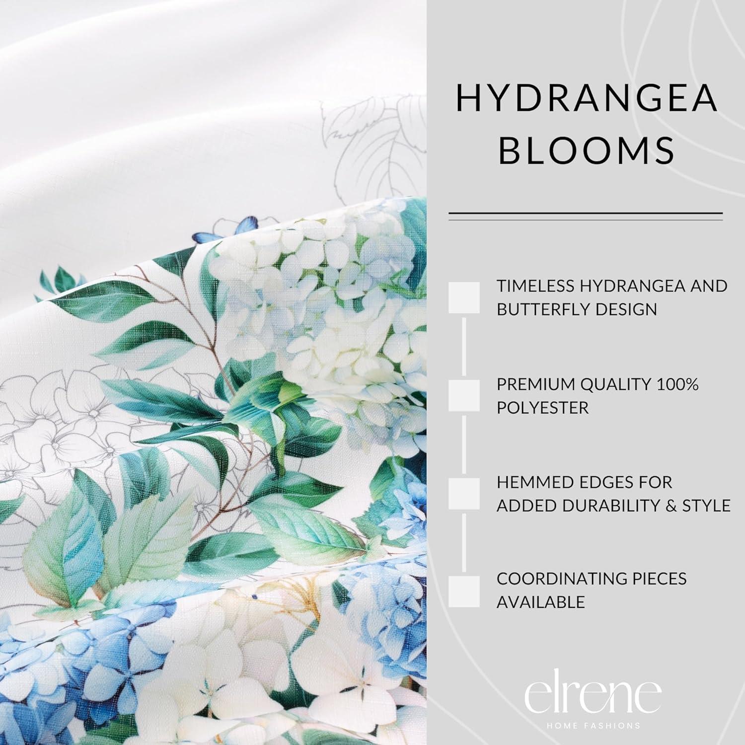 Hydrangea Bloom Floral Double Border Tablecloth - Multicolor - 60x144 - Elrene Home Fashions