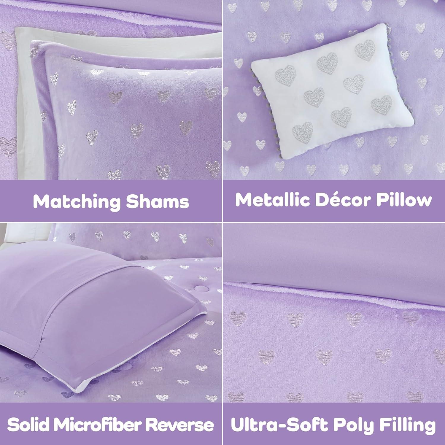 Twin Purple and Silver Microfiber Comforter Set