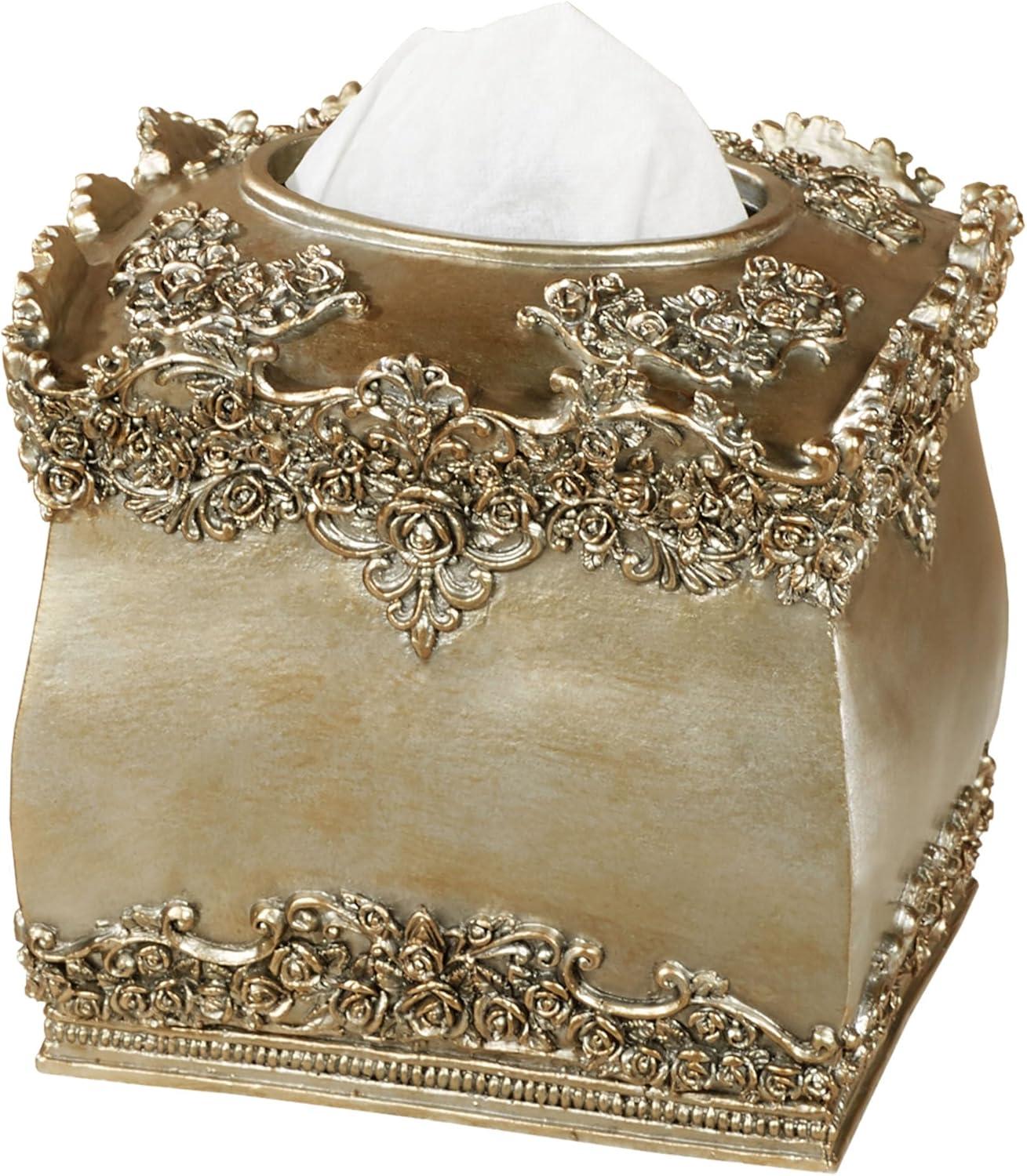 Victoria Rose Gold Handpainted Resin Tissue Cover