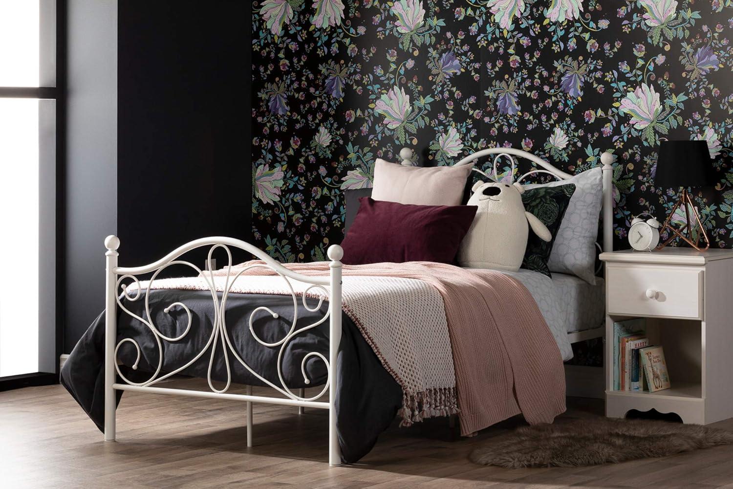 South Shore Summer Breeze Complete Metal Platform Bed, Full Size, Pure White