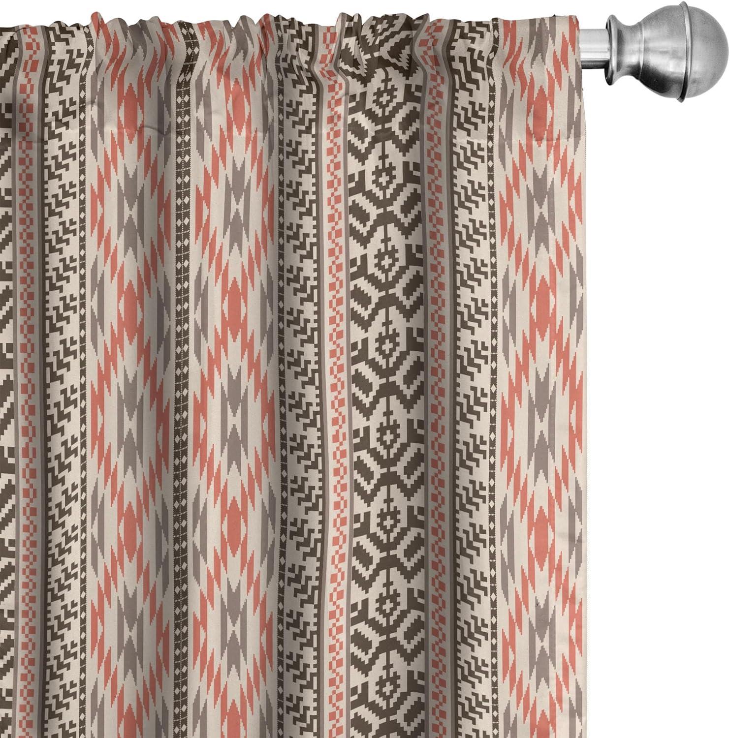 Ambesonne Southwestern Curtains, Native Art Borders, Pair of 28"x63", Multicolor