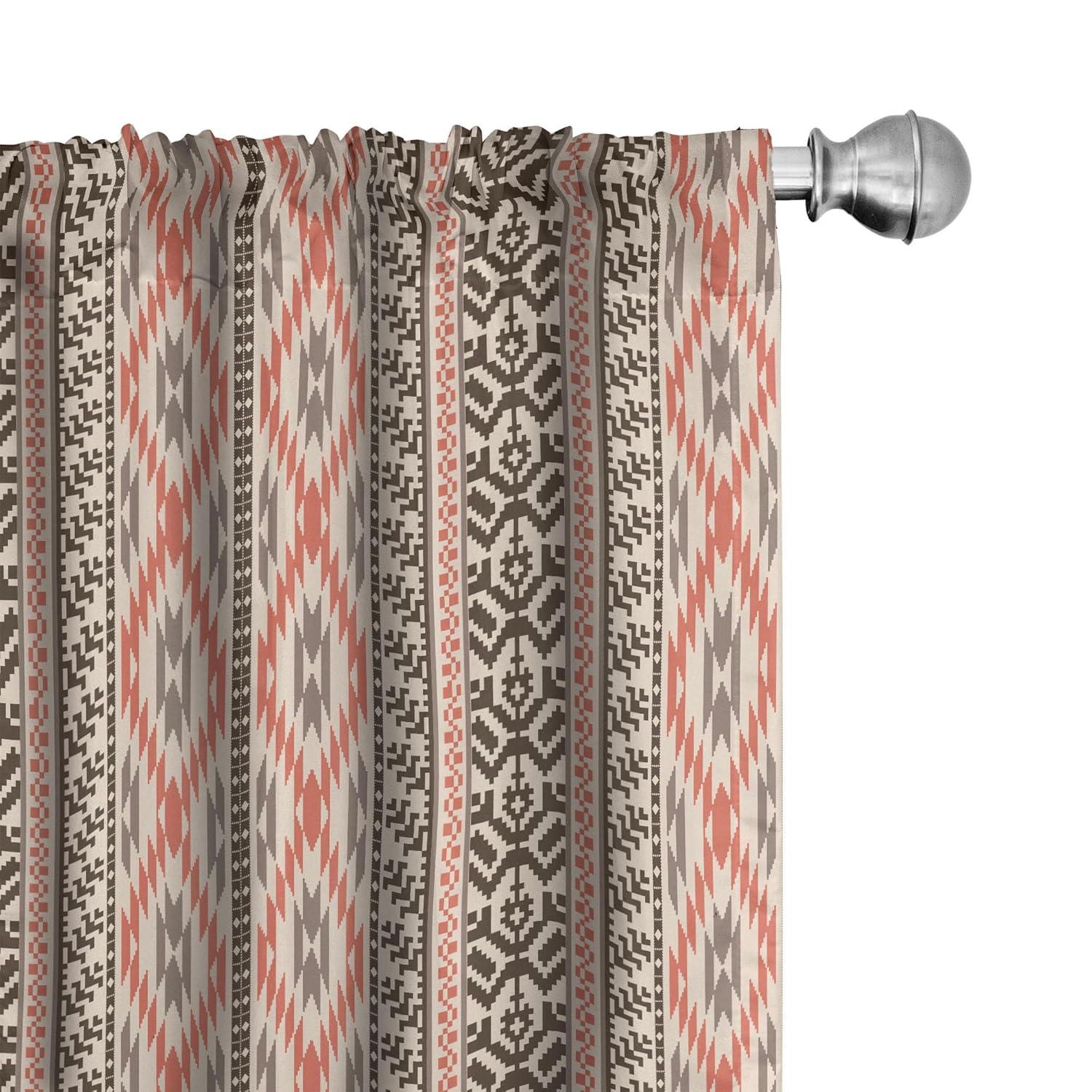 Ambesonne Southwestern Curtains, Native Art Borders, Pair of 28"x63", Multicolor