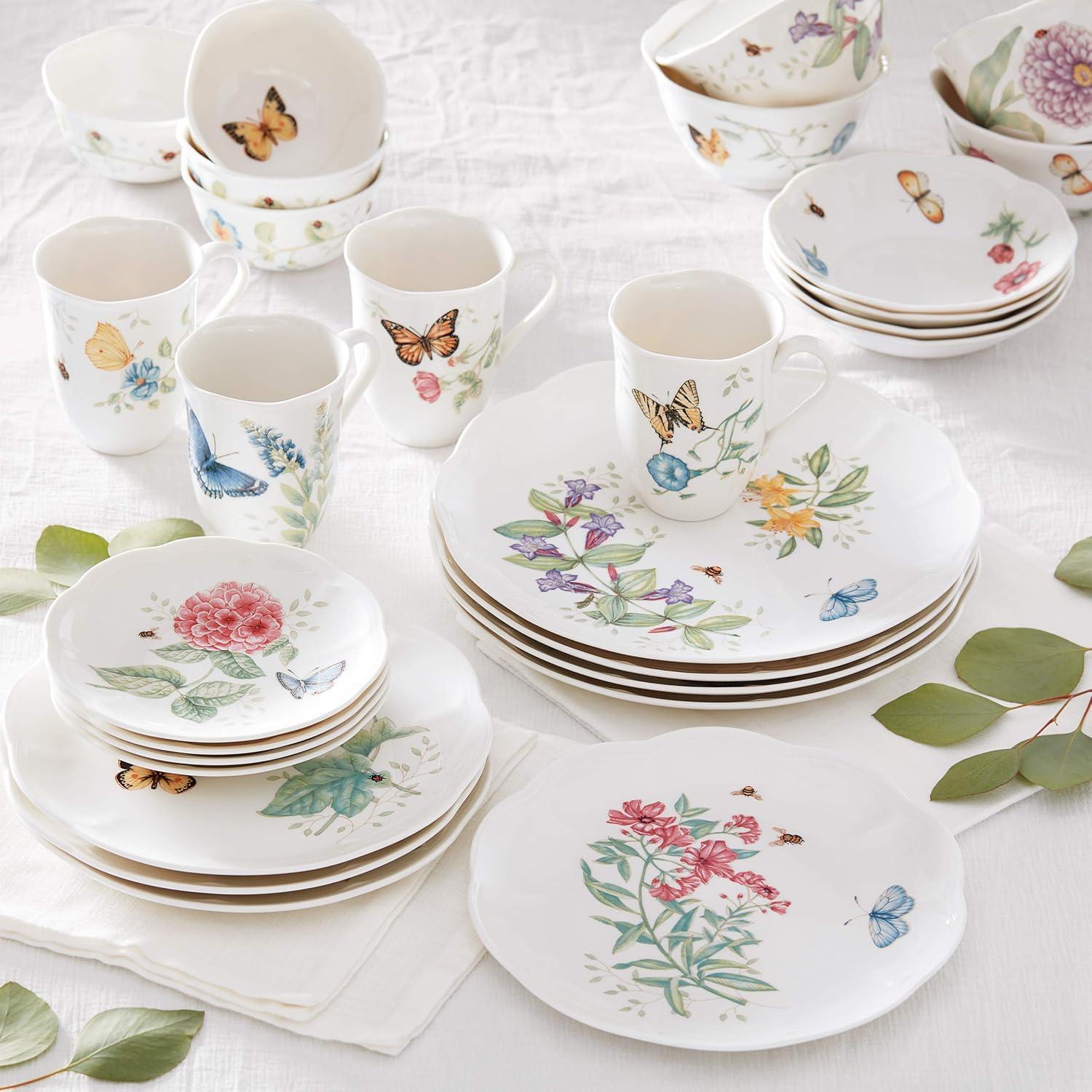 Butterfly Meadow Porcelain 28-Piece Colorful Dinnerware Set