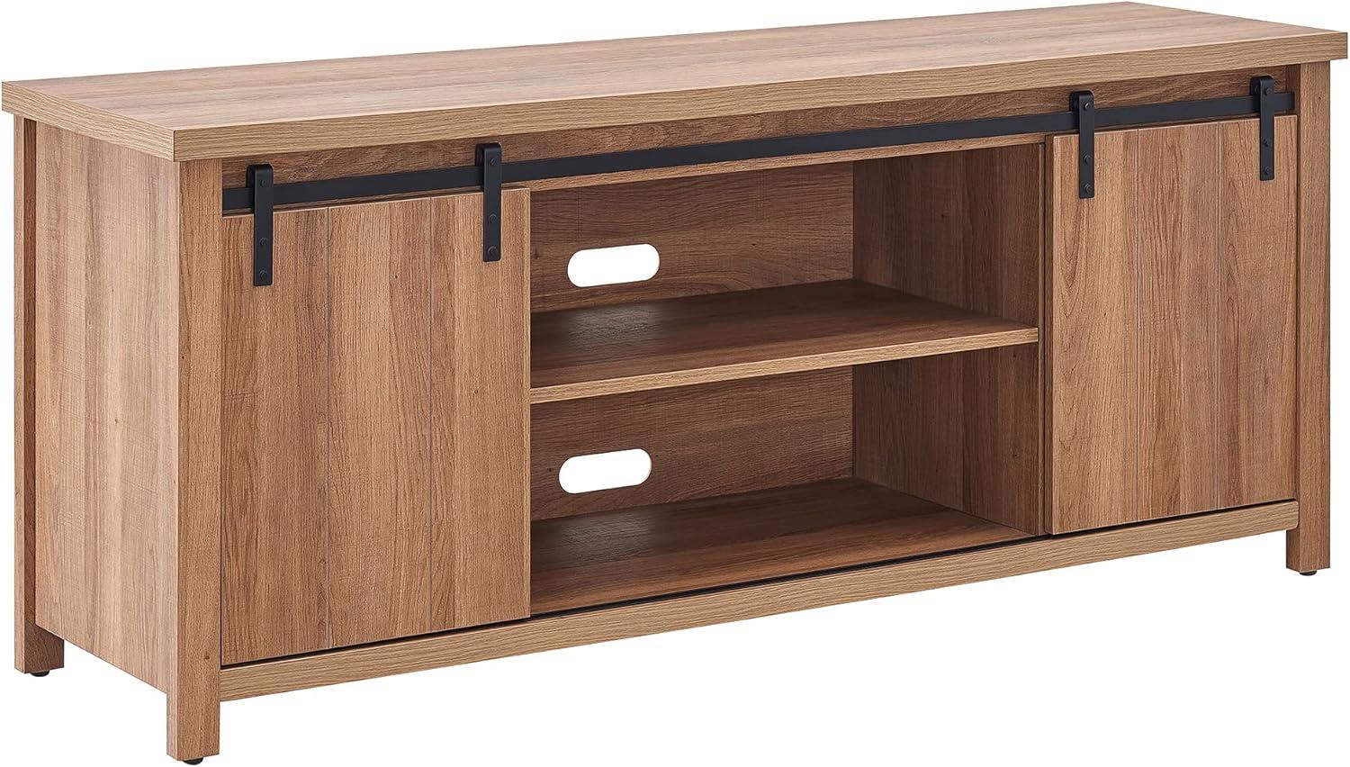 Evelyn&Zoe Deacon Rectangular TV Stand for TV's up to 65", Golden Oak