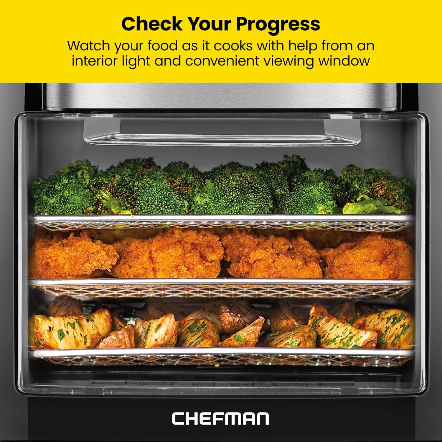 Chefman Multifunctional Digital 10 Qt. Air Fryer+ Rotisserie, Fry, Roast & Bake, 17 Presets - Black, New