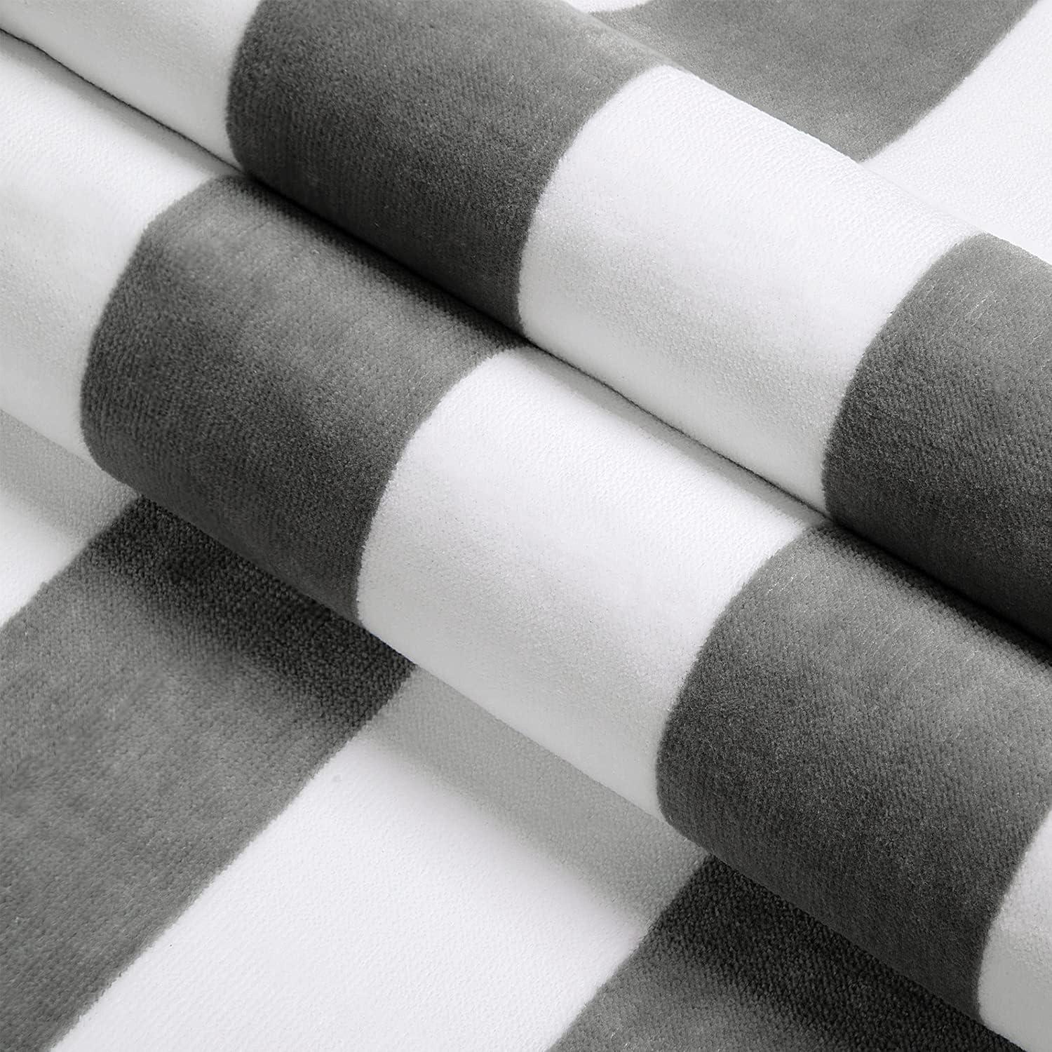 Large Oversized Beach Towel - Big Cotton Towel 36 x 70 Inch Striped Pool Towel, Large Cabana Soft Swimming Towel for Adult Men Women,Grey