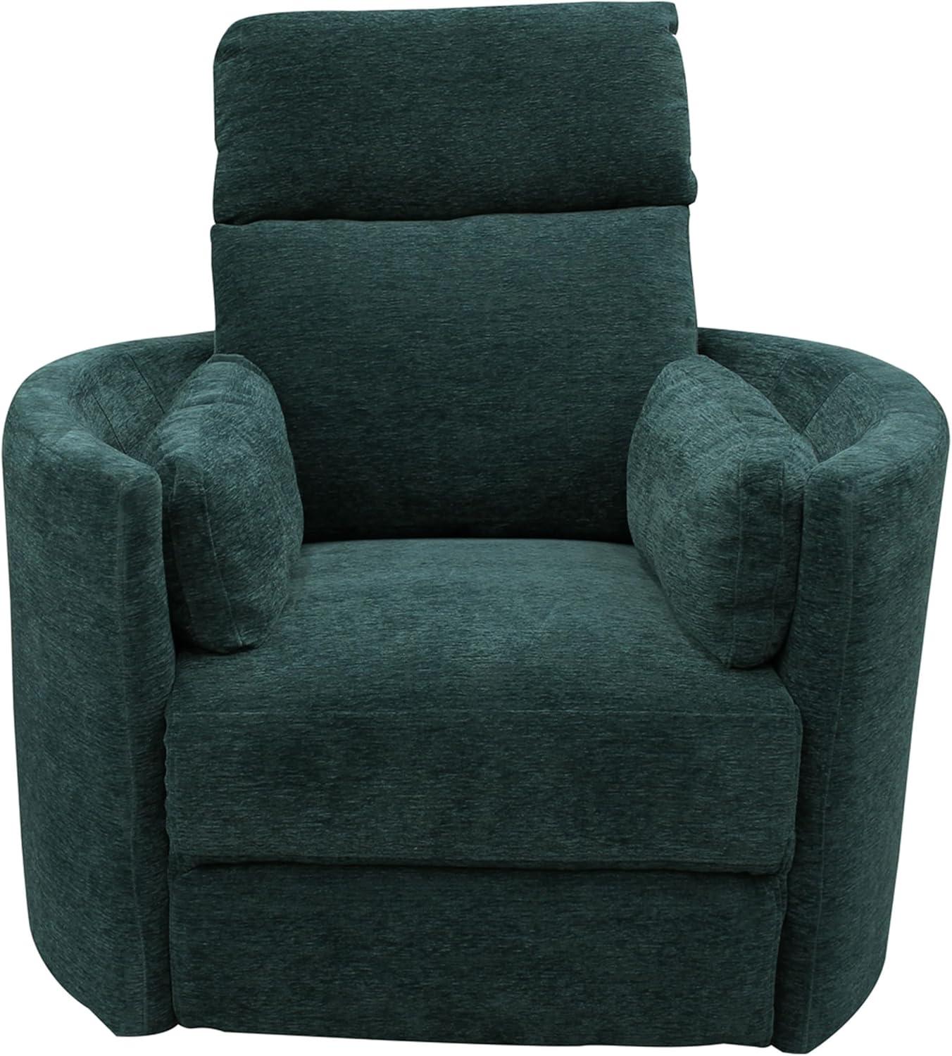 Contemporary Peacock Blue Leather Swivel Recliner Chair