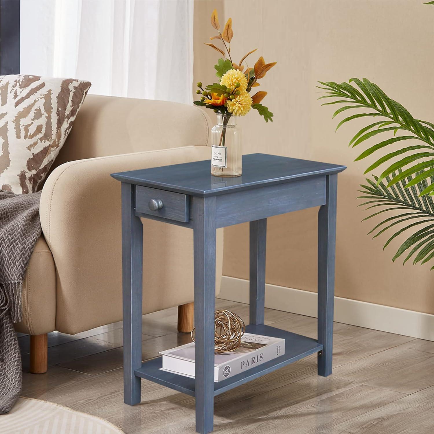 Heather Gray Antique Washed Narrow Parawood End Table