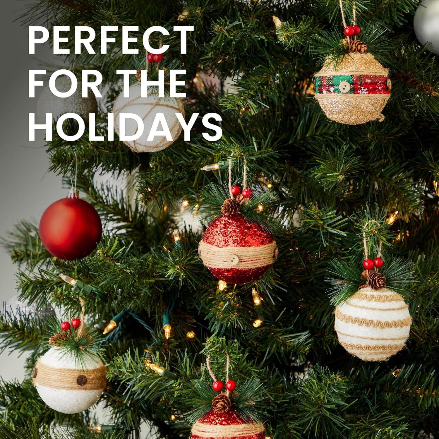 Juvale Rustic Christmas Tree Ornaments, Farmhouse Holiday Decorations, Assorted Designs, 3 x 5.4 In