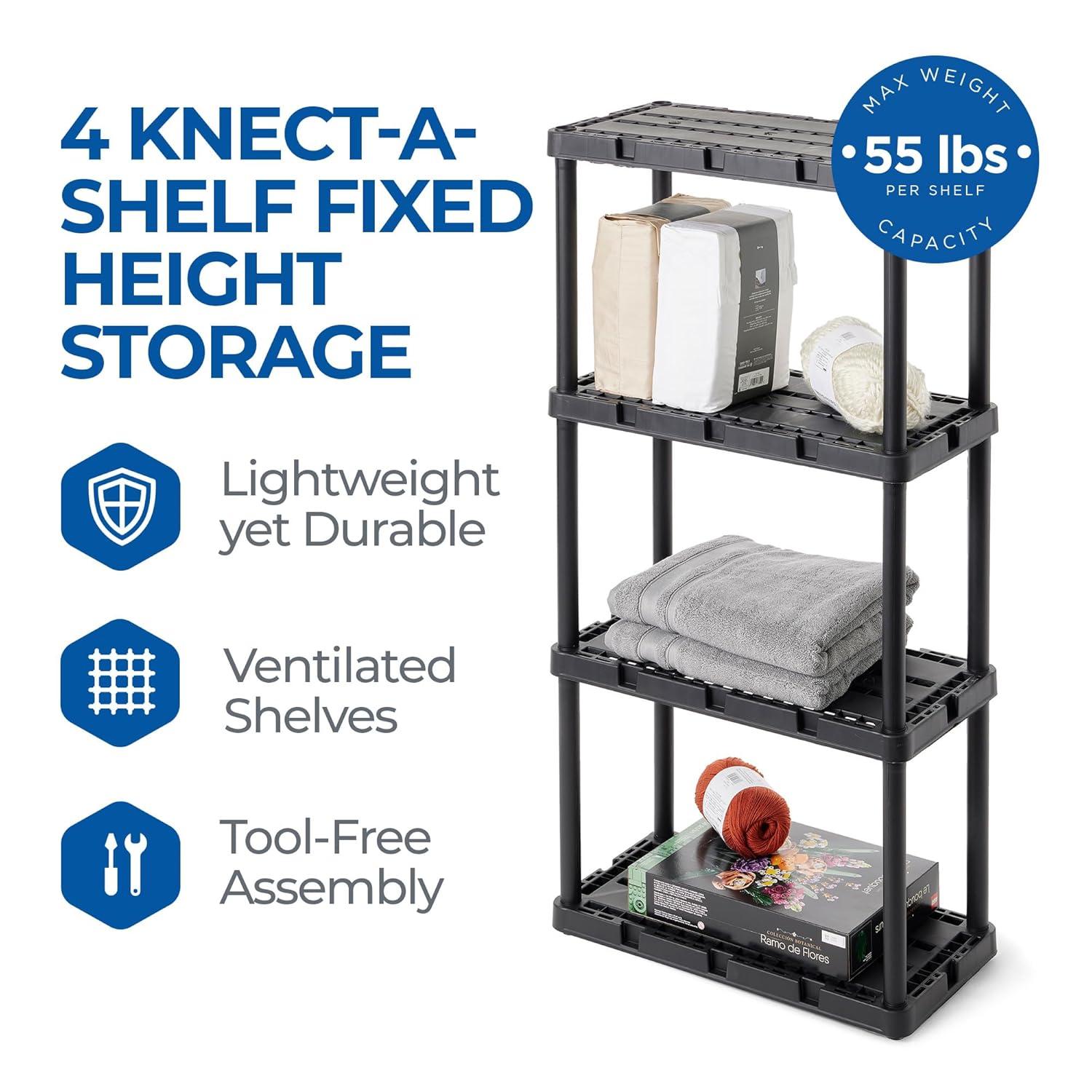 Gracious Living Gracious Living Knect A Shelf Light Fixed Storage 4 Shelf Shelving Unit (4 Pack) (Set of 4)