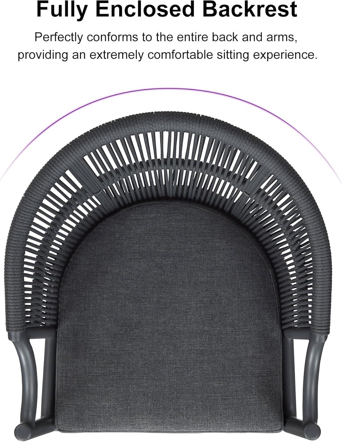 PURPLE LEAF Patio Bar Stools Set of 2 Outdoor Wicker Modern High Bar Chairs Metal Cushioned Barstools with Backs and Ergonomic Armrest for Balcony Garden Indoor Kitchen Island, Gray