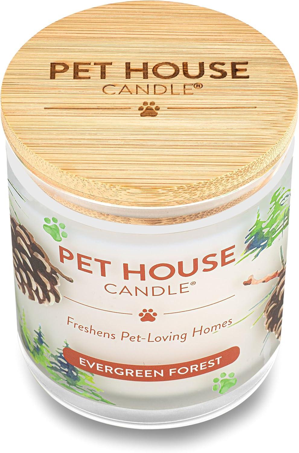 One Fur All Pet House Candle - Evergreen Forest - 100% Plant-Based Wax Candle - Pet Odor Eliminator for Home - Non-Toxic & Eco-Friendly Air Freshening Scented Candles