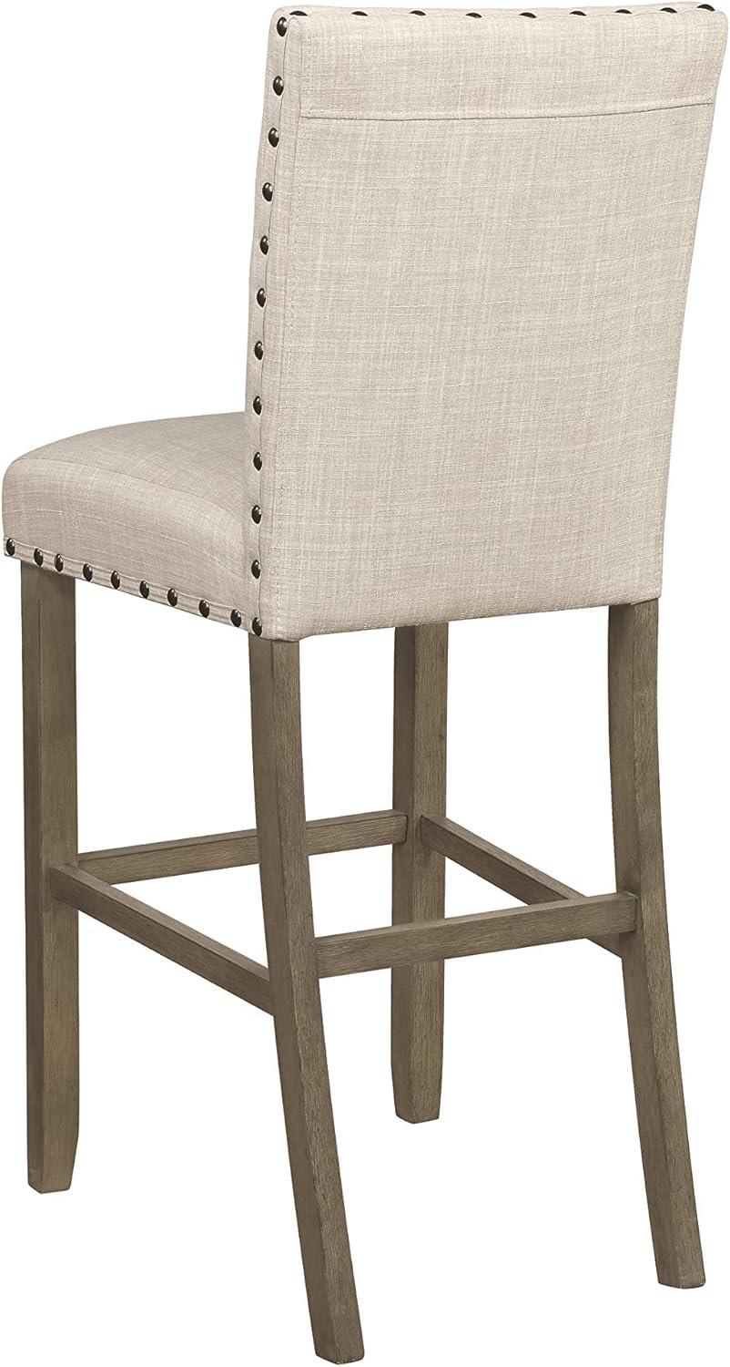 Coaster Solid Back Upholstered Fabric Bar Stools in Beige