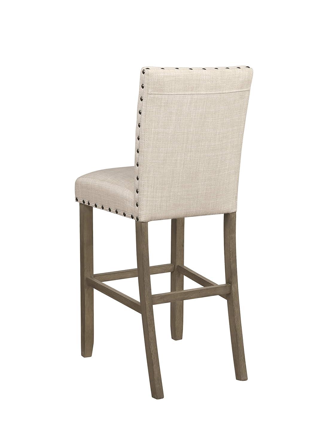 Coaster Solid Back Upholstered Fabric Bar Stools in Beige