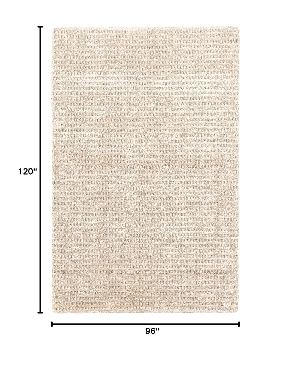 Cut Stripe Ivory Hand Knotted Viscose/Wool Rug