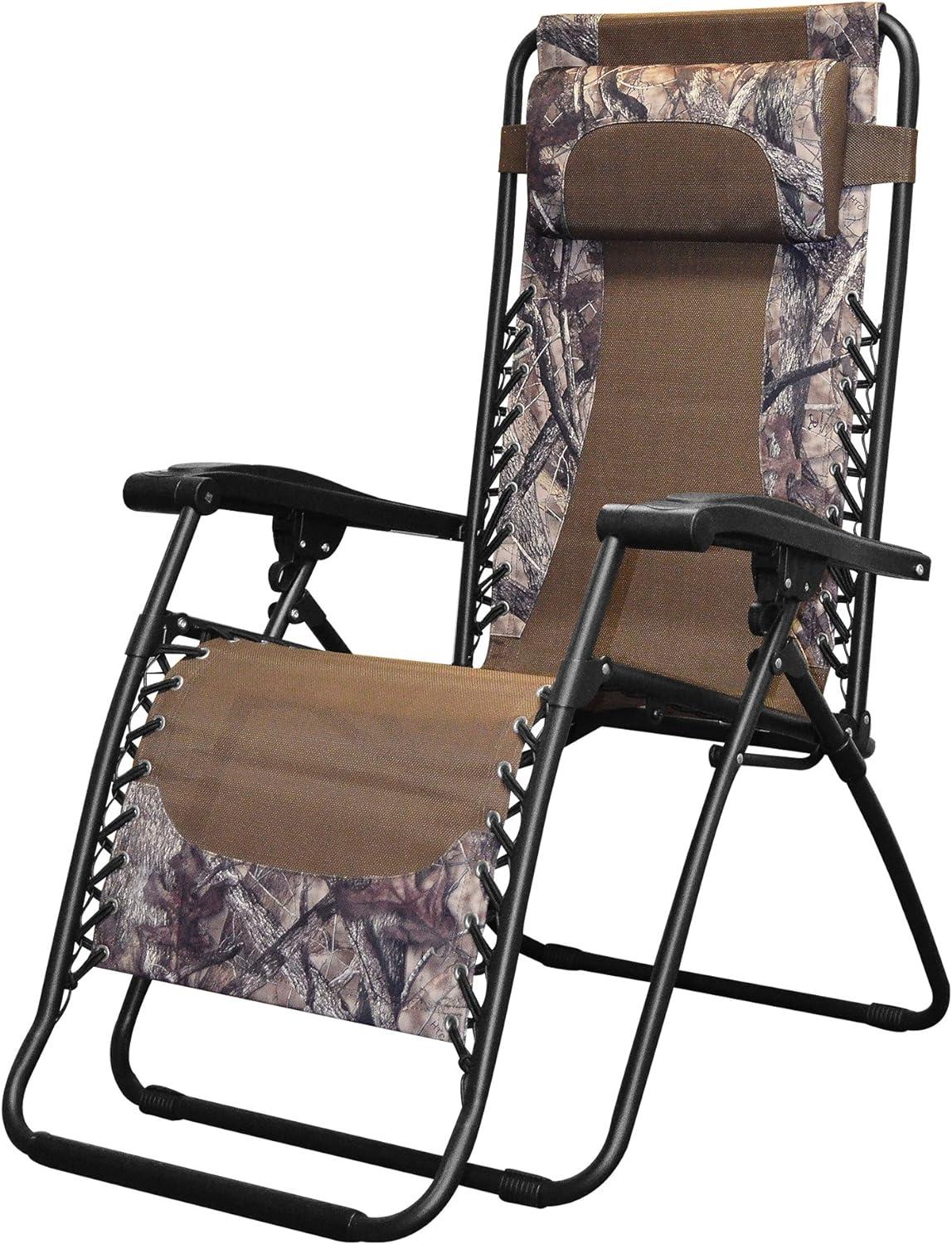 Camouflage Zero Gravity Steel Frame Outdoor Lounger with Armrests