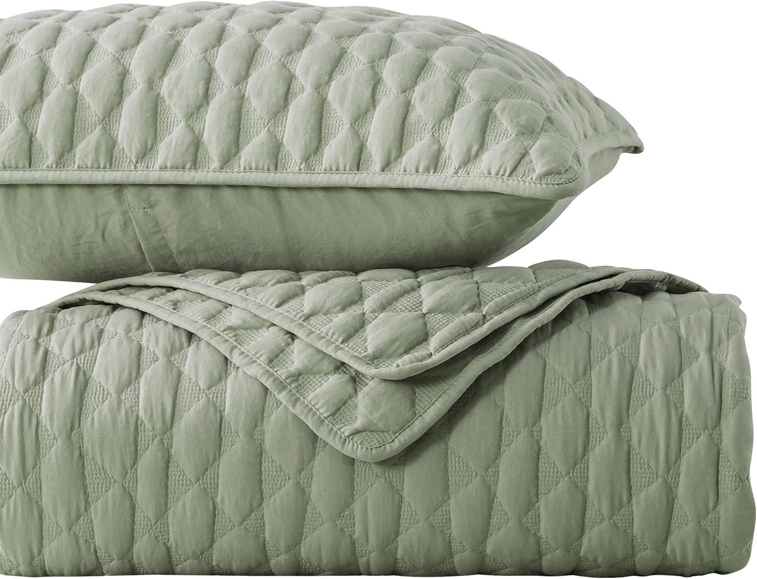 Sage Green Twin Microfiber Quilted Bedspread Set