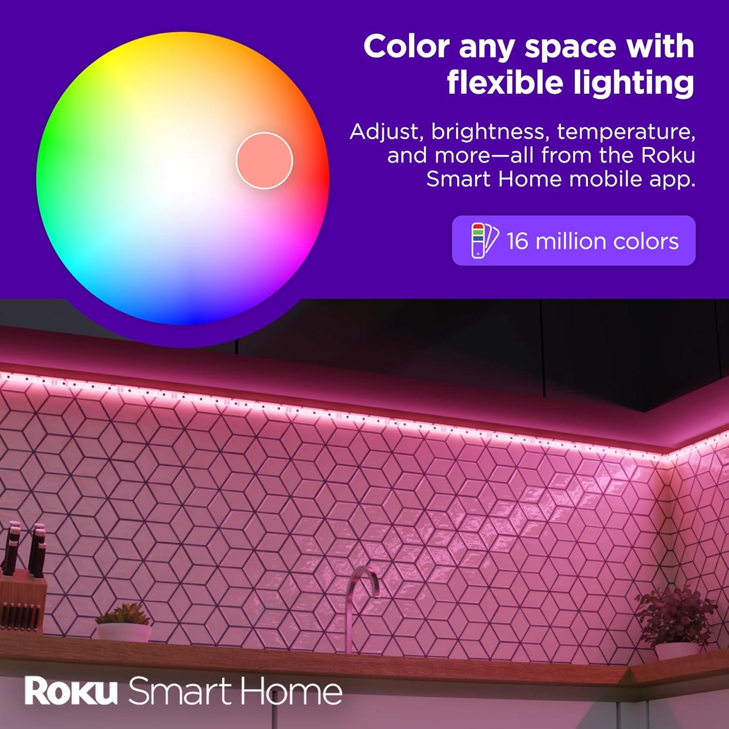 Roku Smart Home Smart Light Strip SE 16.4 Foot with 16 Million Color Options, White Light Option, and Custom Presets - Indoor