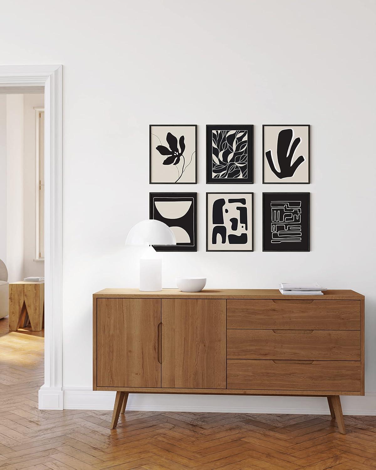 HAUS AND HUES Abstract Minimalist Wall Art - Set of 6 Abstract Art Gallery Wall Decor, Black Abstract Wall Art Prints, Geometric Wall Prints, Matisse Prints Gallery Wall Art (Unframed 8x10)