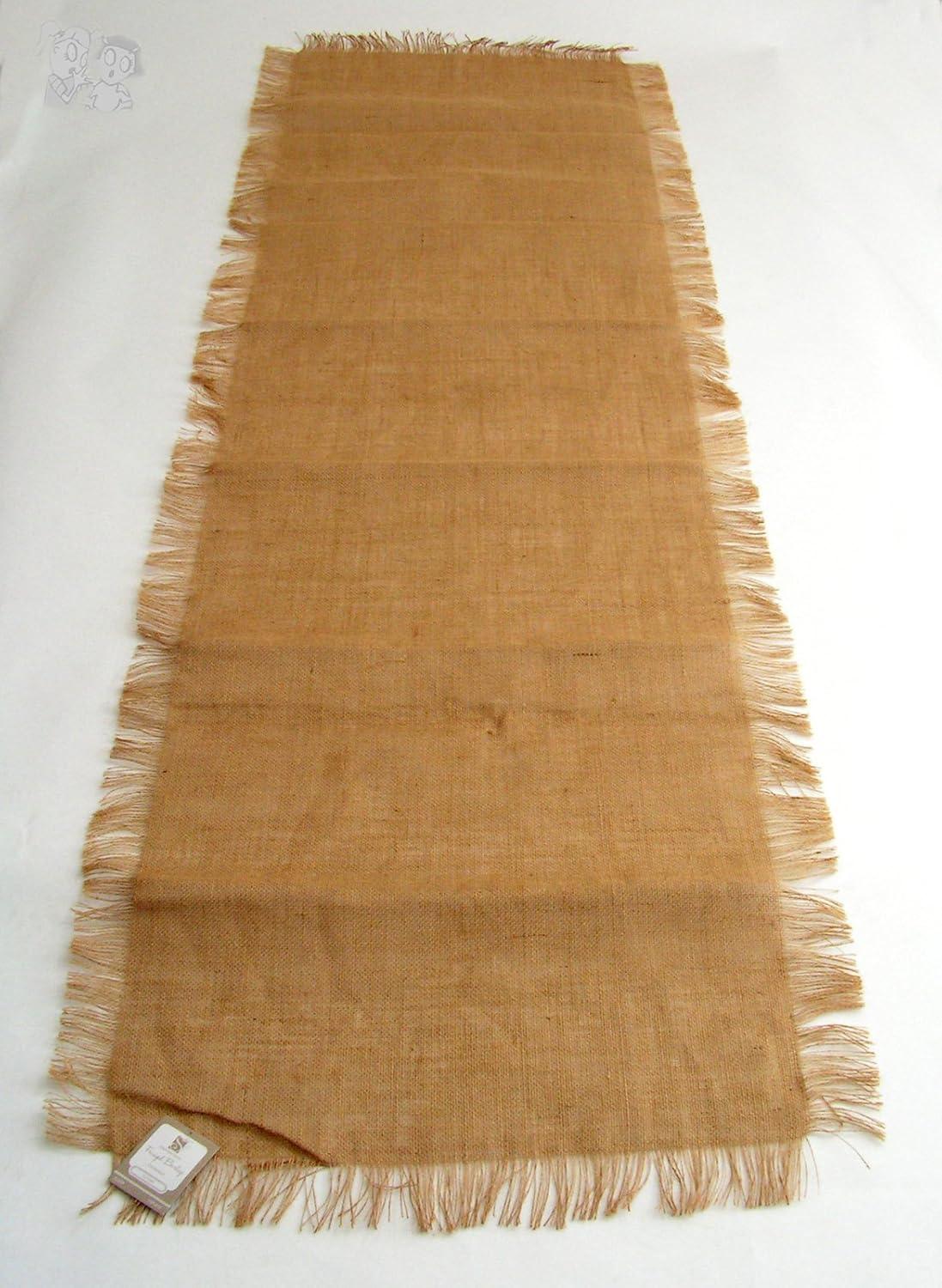 Fringed Jute Runner Natural (20"x70"): Saro Lifestyle, Woven Texture, Playful Edges, Rustic Charm
