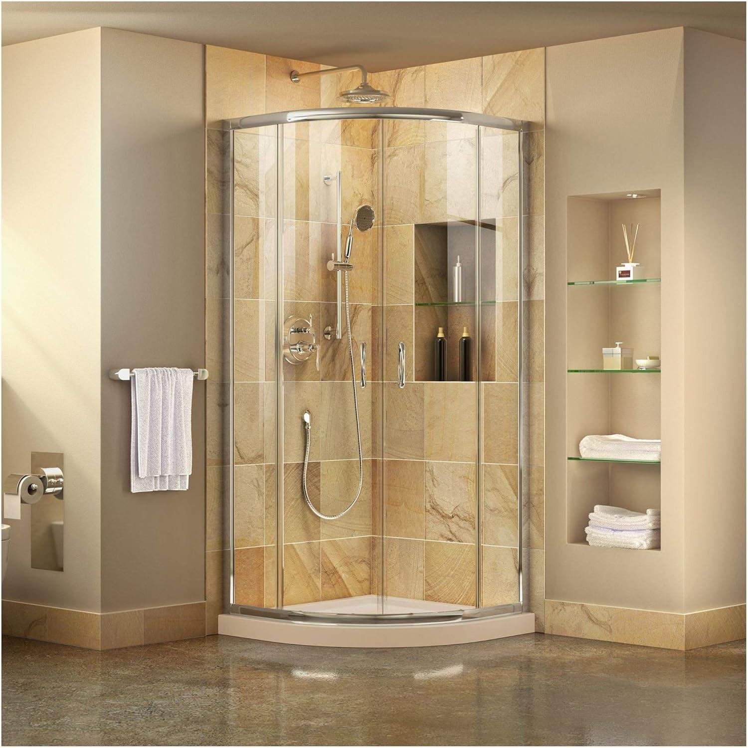 Prime 38" x 74.75" Rectangle Sliding Shower Enclosure with Base Included