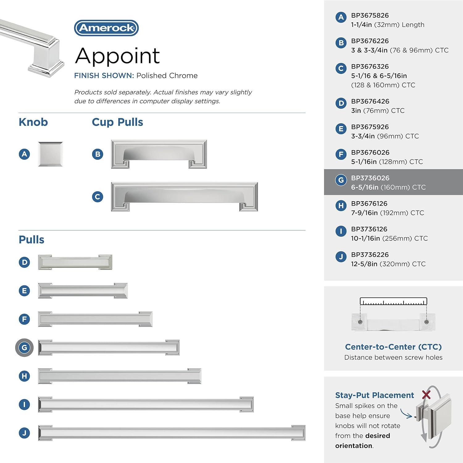 Appoint 6-5/16 in (160 mm) Center-to-Center Cabinet Pull