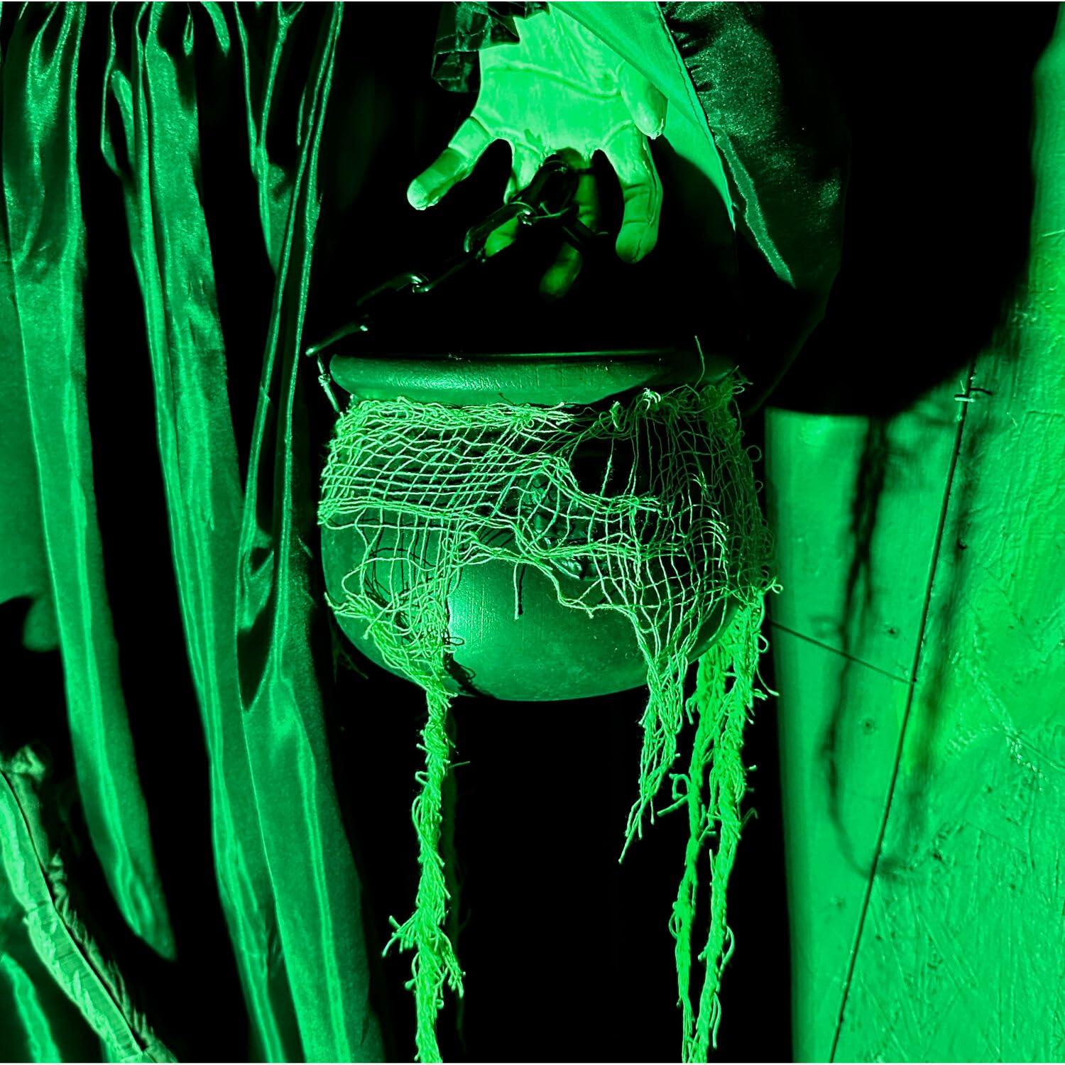 Haunted Hill Farm Lifesize Witch Prop with Lights and Sound, Indoor/Covered Outdoor Halloween Decoration