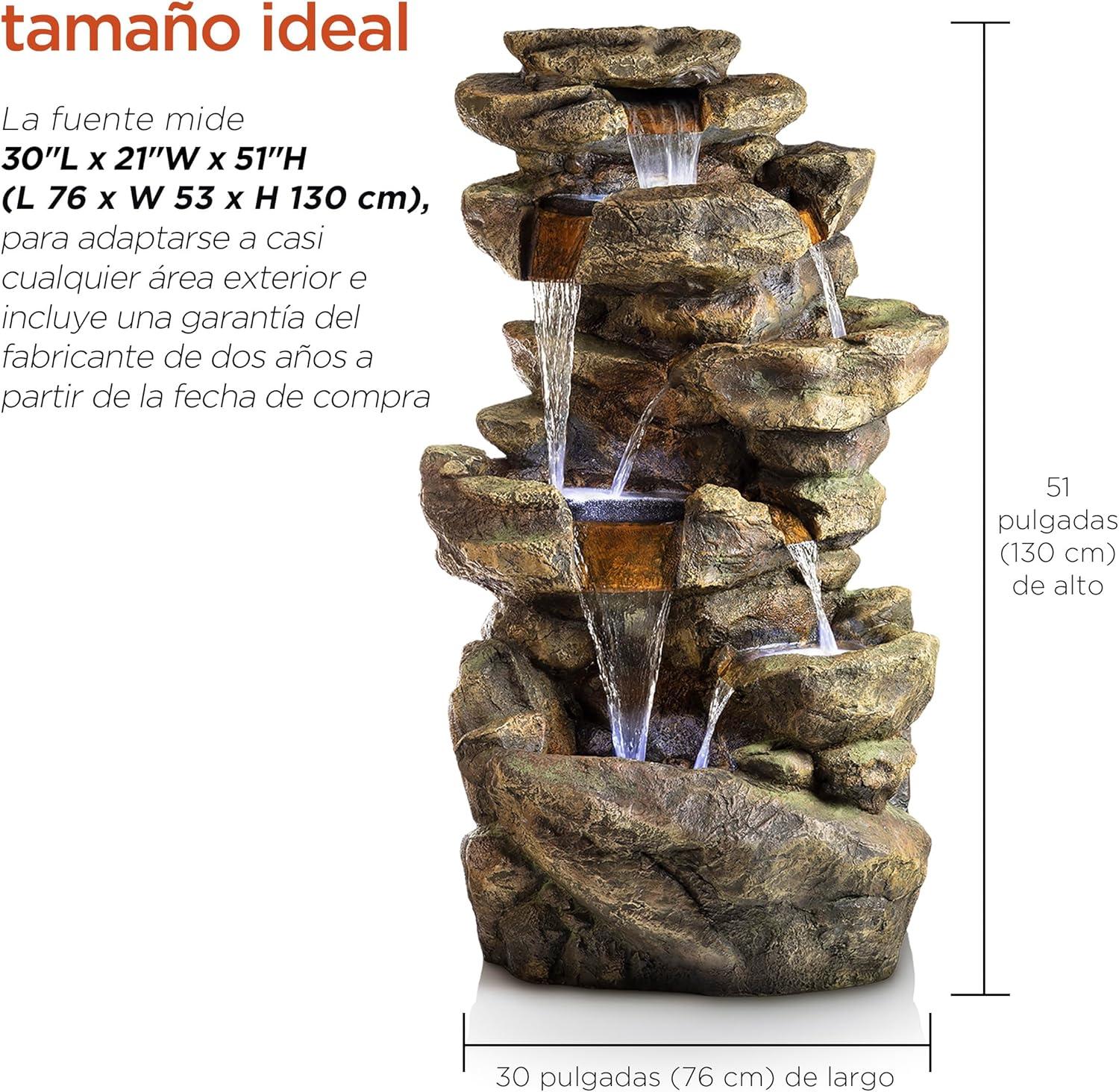Alpine Corporation 6-Tier Amazonian Water Fountain with LED Lights