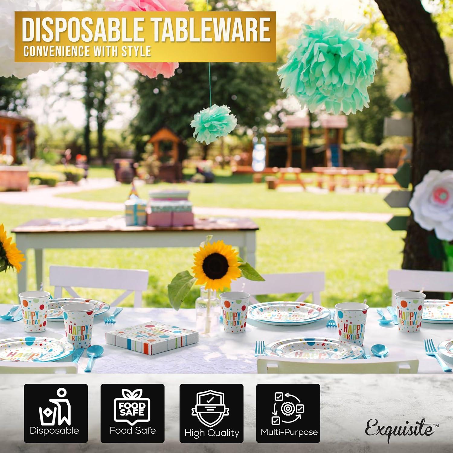 Crown Display 350 Piece Black and Orange Halloween Disposable Plastic Dinnerware party set- Serves 50