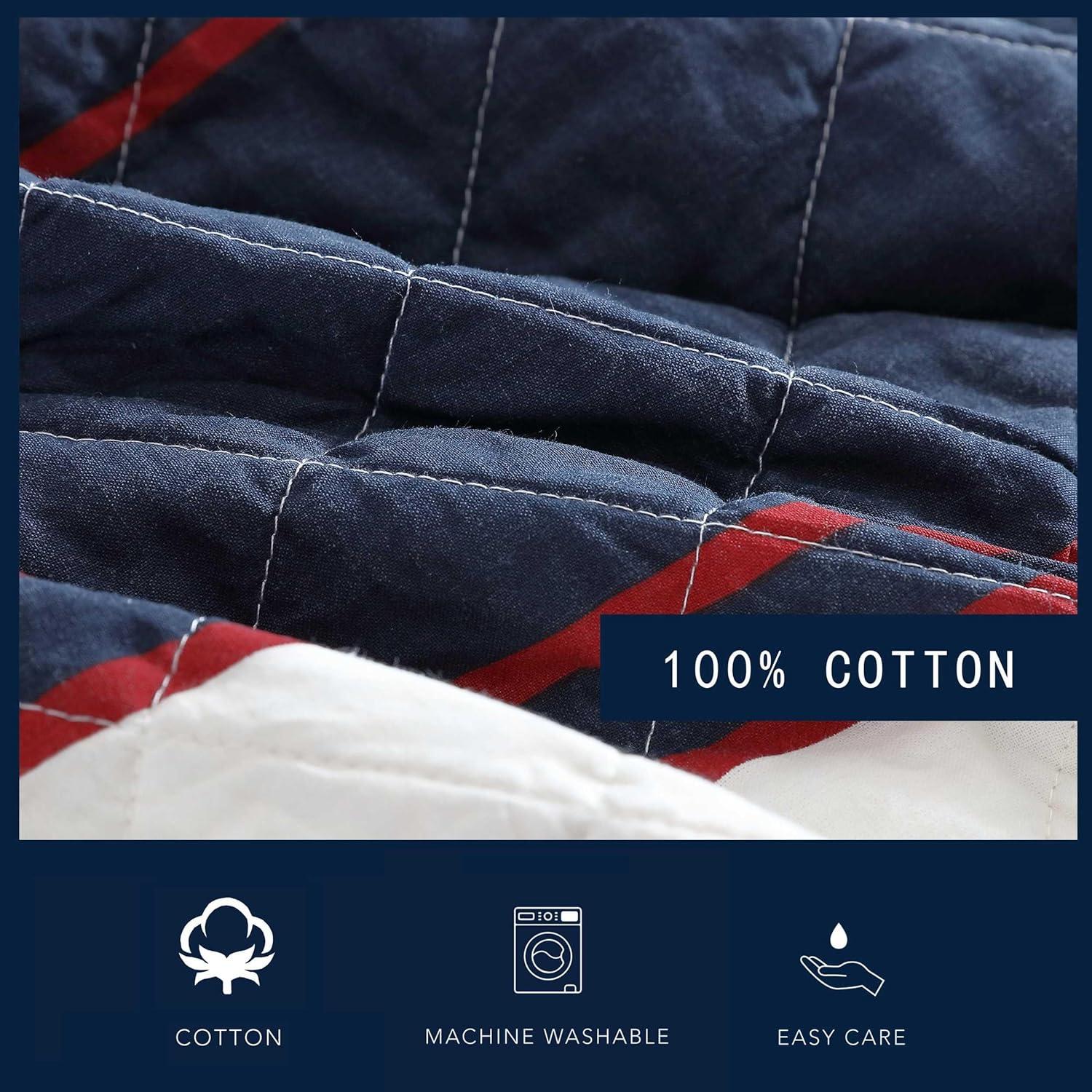 Nautica Nautica Wesley Blue Cotton Reversible Quilt Set