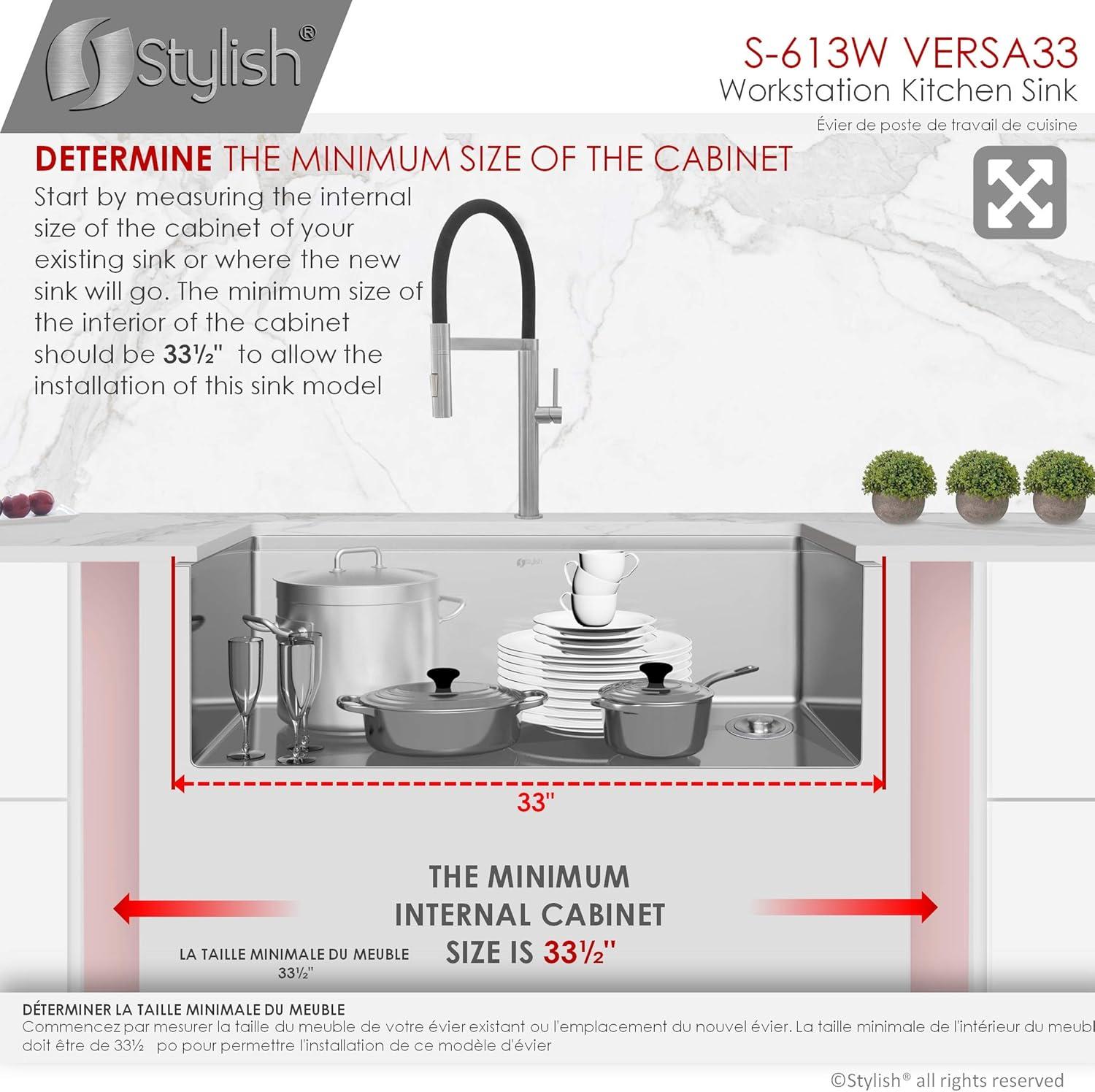 Versa 33'' Stainless Steel Single Bowl Workstation Sink with Accessories