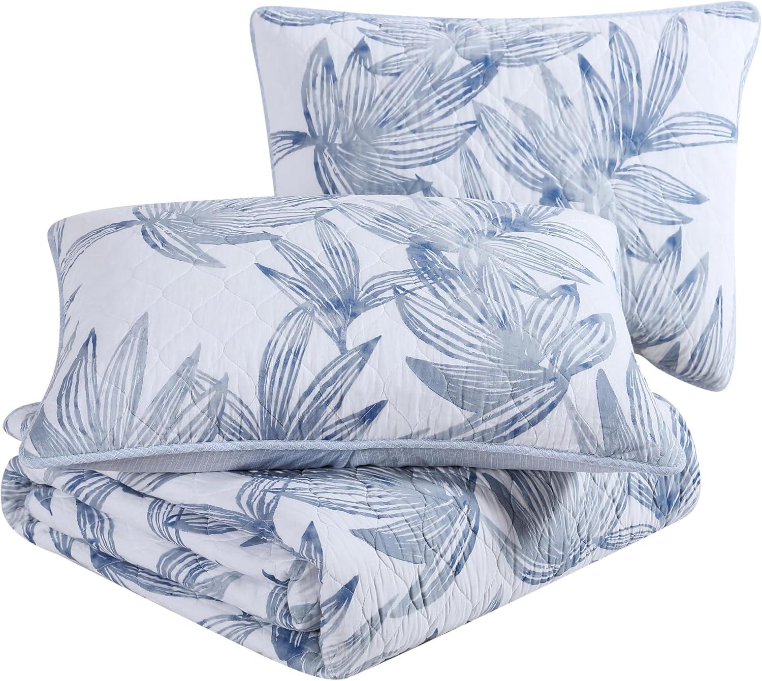 Tommy Bahama Kayo Blue Cotton Reversible Quilt Set