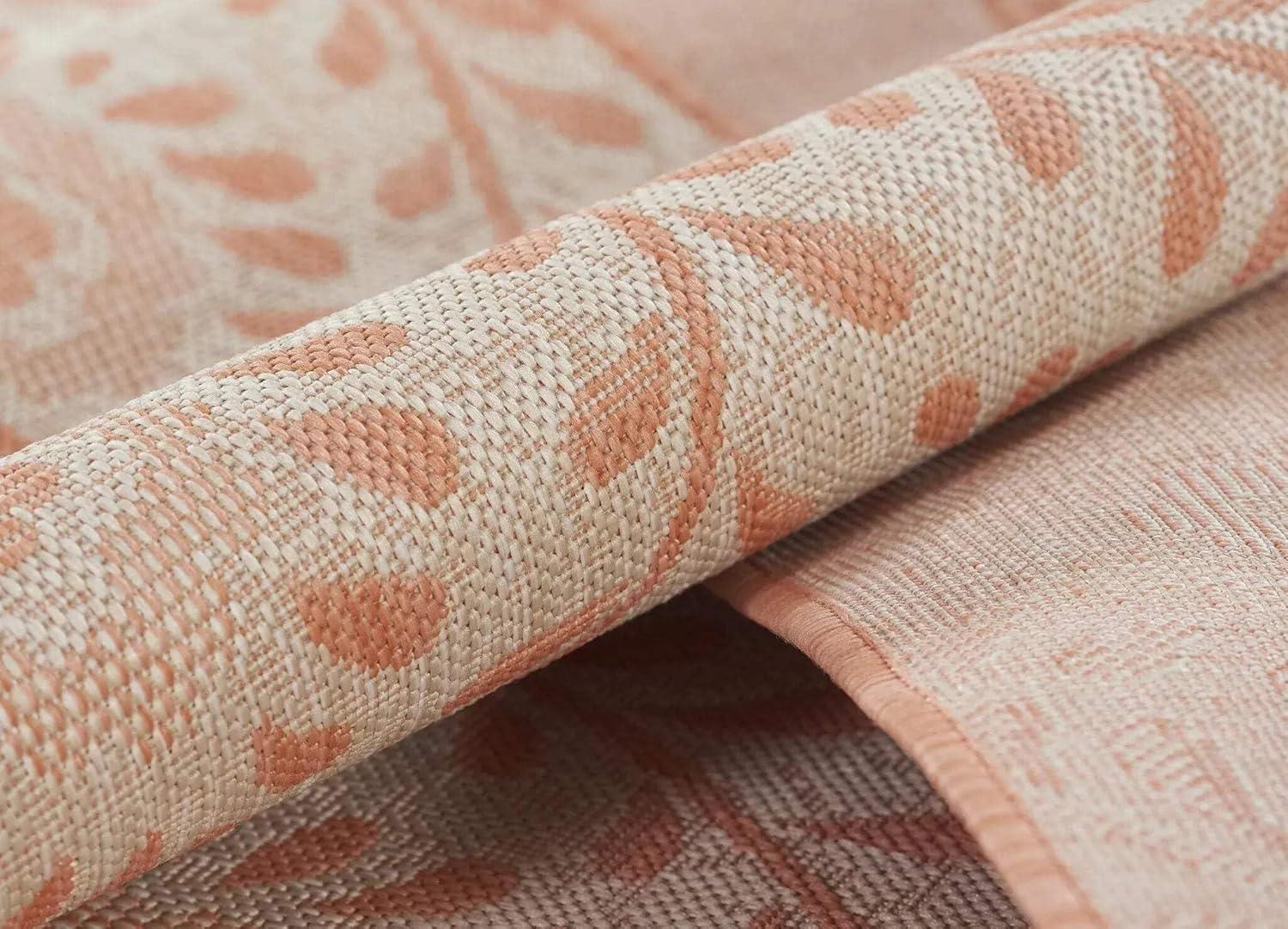 Momeni 9'x12' Riviera Adrian Area Rug Coral: Geometric Pattern, Indoor/Outdoor, Low Pile, Polypropylene, Machine Made