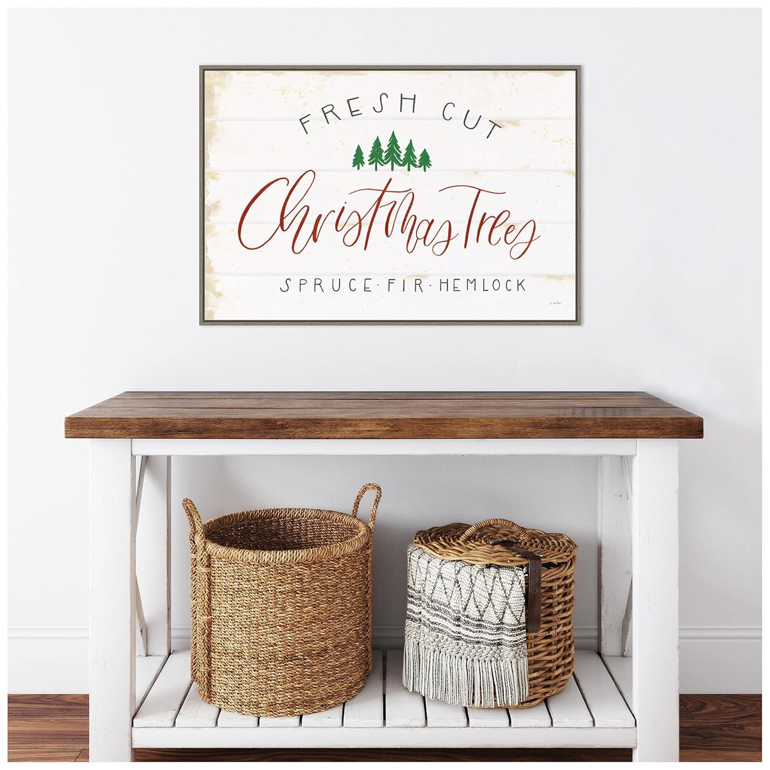 33" x 22" Christmas Farm V Framed Wall Canvas - Amanti Art