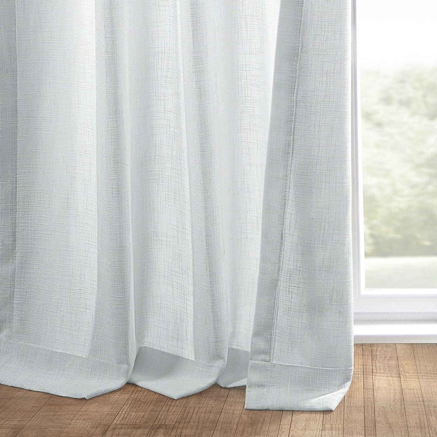 Rice White Heavy Faux Linen Curtain (1 Panel), Rice White, 50W X 120L