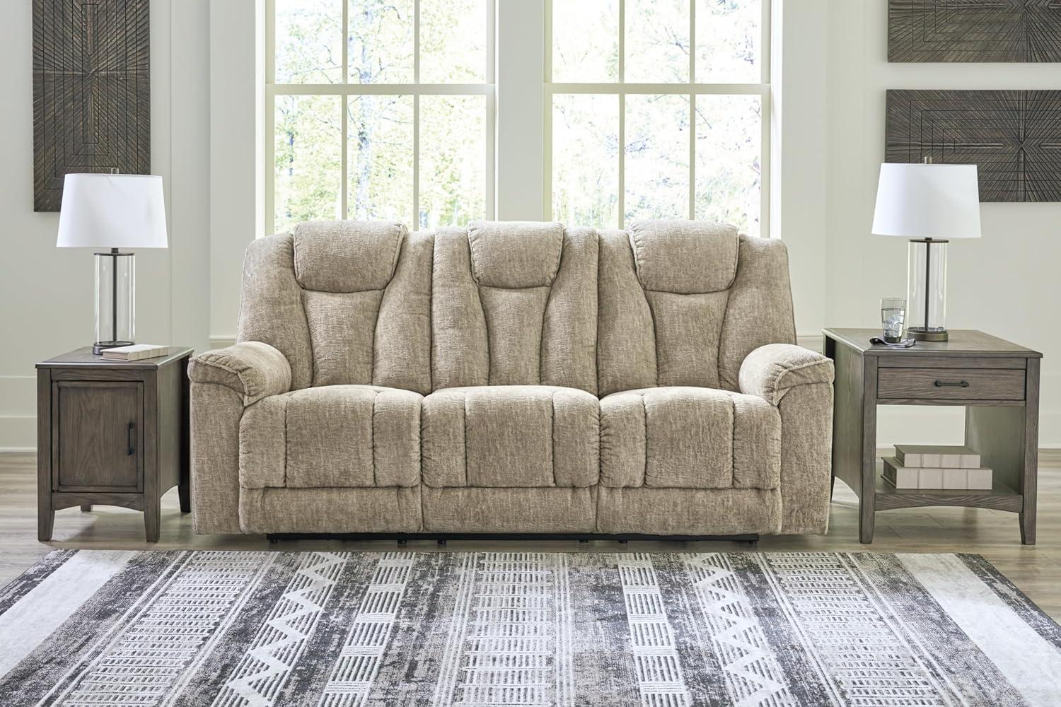 Gray Fabric Power Reclining Sofa with Pillow-top Arm