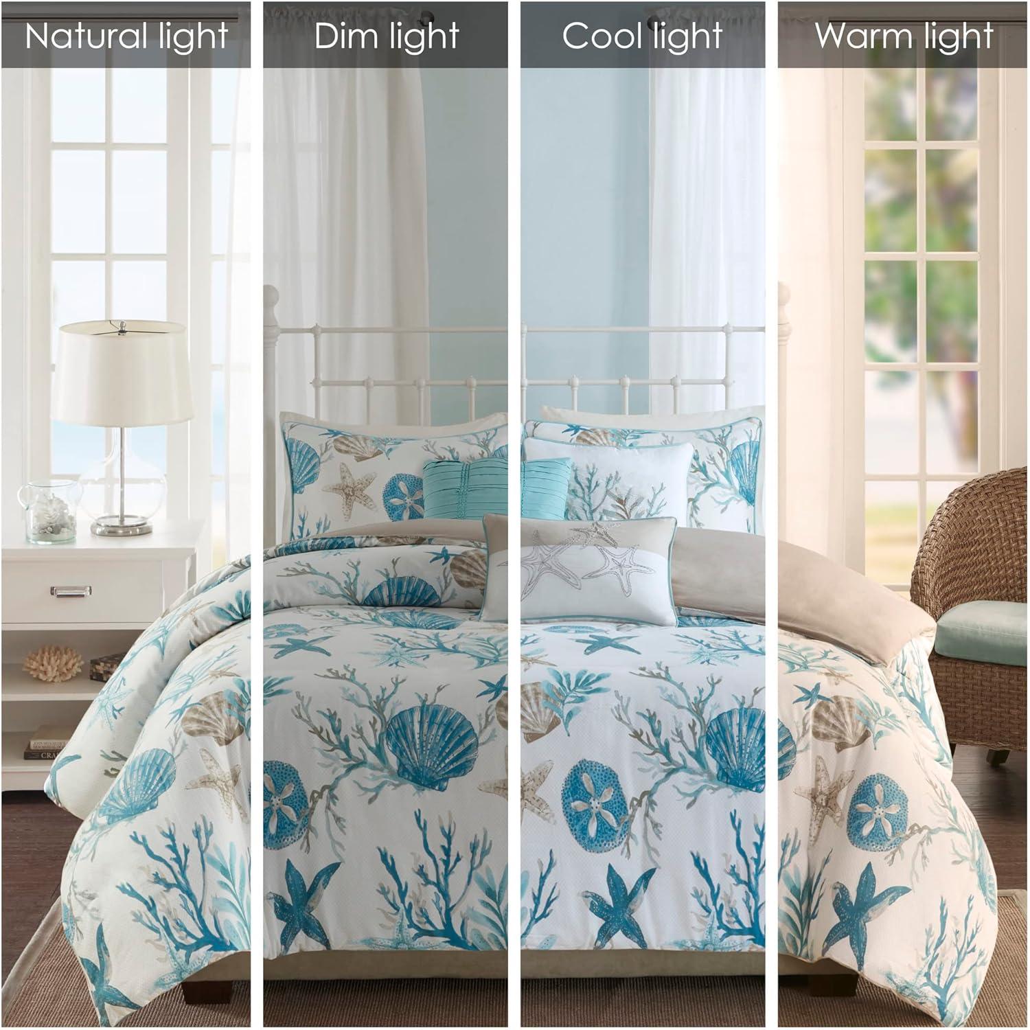Madison Park Pebble Beach 6 Piece Cotton Sateen Coastal Duvet Cover Set