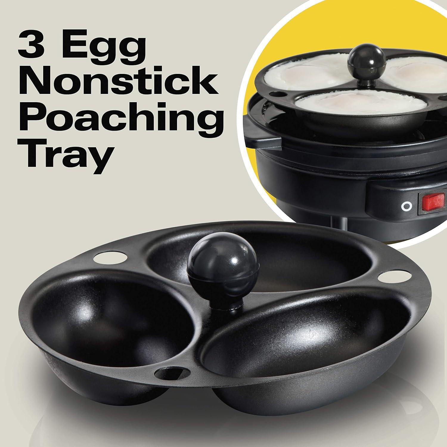 Hamilton Beach Electric Egg Cooker and Poacher for Soft, Hard Boiled or Poached with Ready Timer, Holds 7, Black (25500)