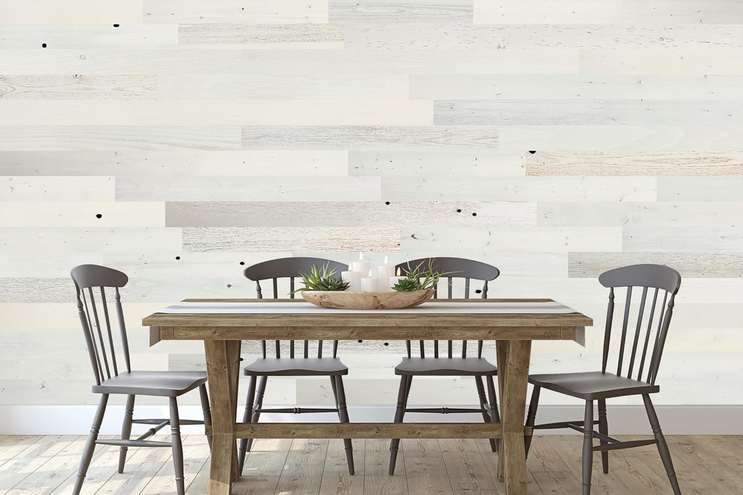 Timberchic River Reclaimed Wooden Wall planks - Simple Peel & Stick Wall Covering Application for DIY Accent Wall & Home Improvement - Modern, Premium Wall Paneling
