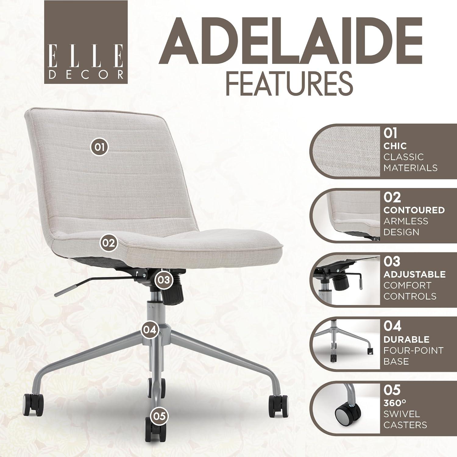 Adelaide Task Chair French Ivory - Adore Decor: Sturdy, Swivel, Adjustable Height, Metal Legs