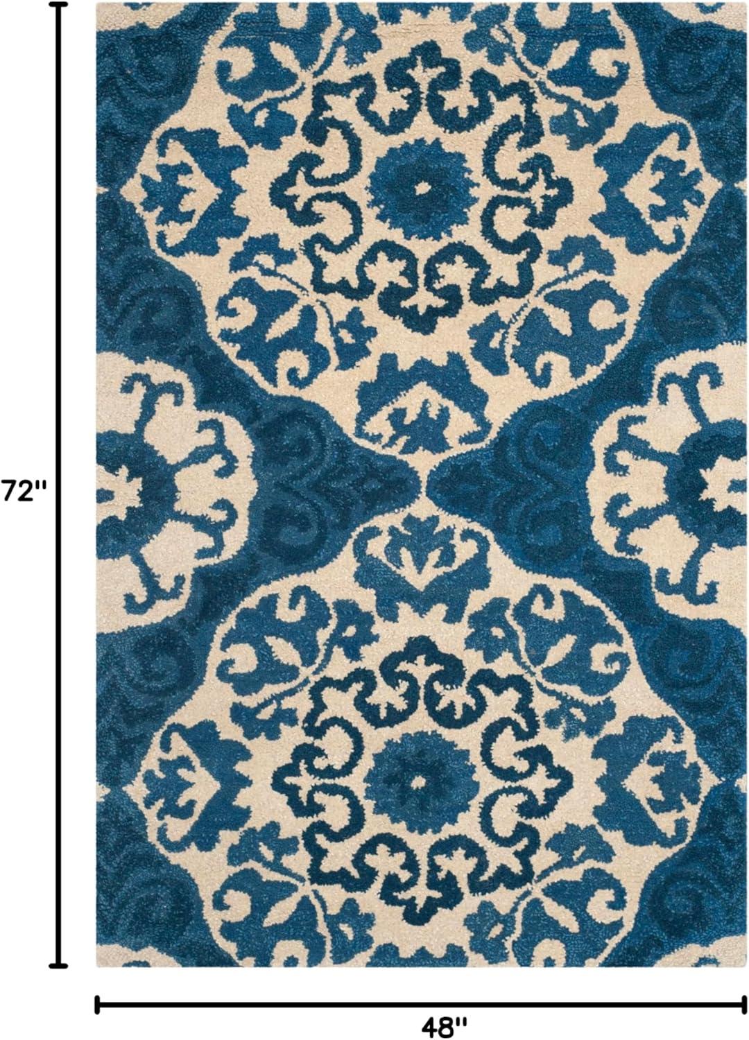Roslyn ROS525 Hand Tufted Area Rug - Blue/Ivory - 4'x6' - Safavieh.