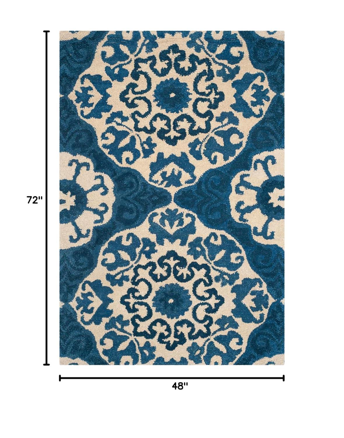Roslyn ROS525 Hand Tufted Area Rug - Blue/Ivory - 4'x6' - Safavieh.