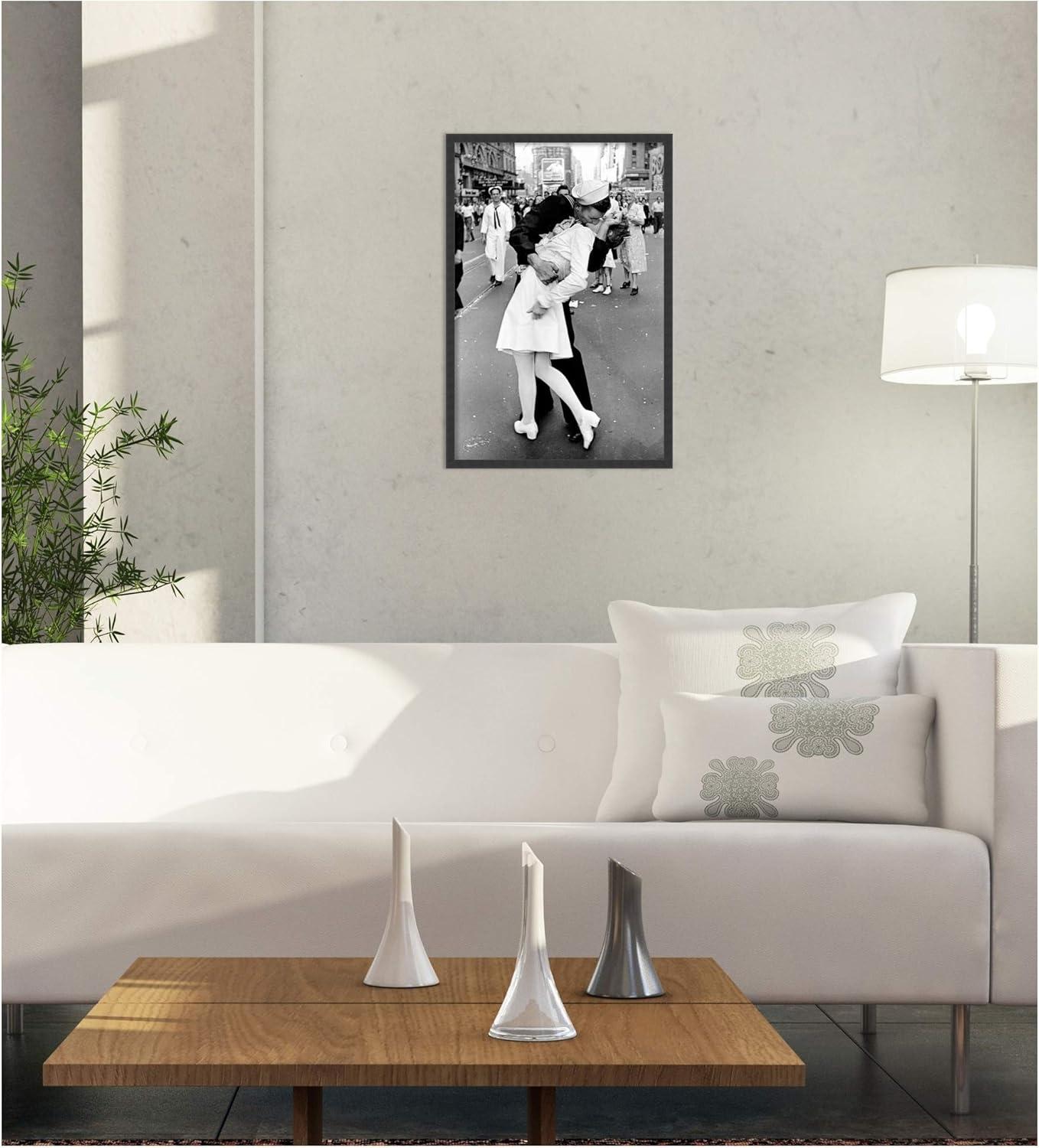 Black Framed 'Kissing on VJ Day' 25.5 x 37.5 Print