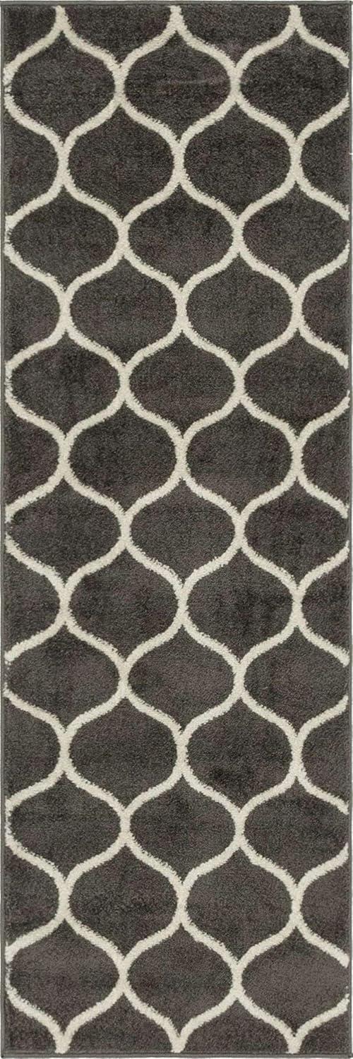 Unique Loom 2' 0 x 6' 0 Trellis Frieze Rounded Dark Gray Area Rug