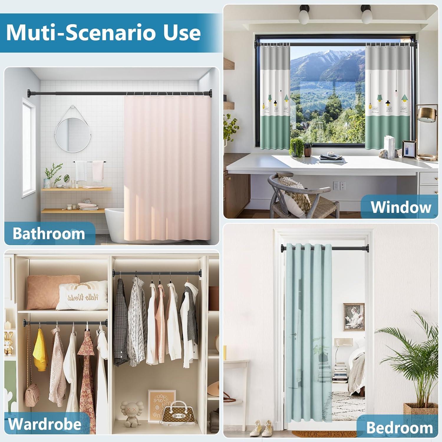 The Shower Curtain Rod, Adjustable 32-89 Inch Spring Tension Shower Rods.